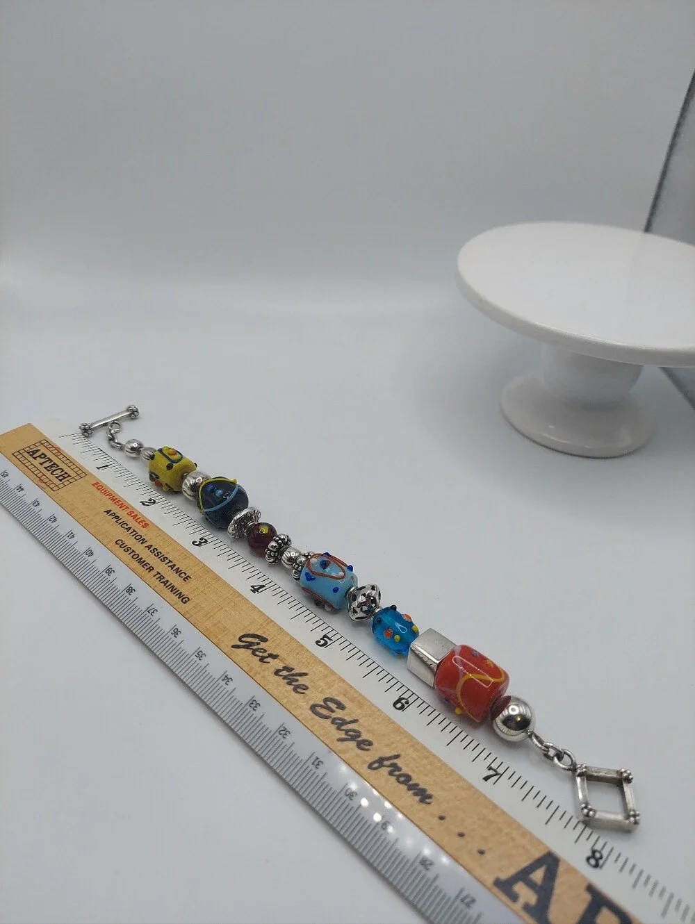 Silpada Retired 925 Cake Glass Beads Vtg Bracelet 7.75